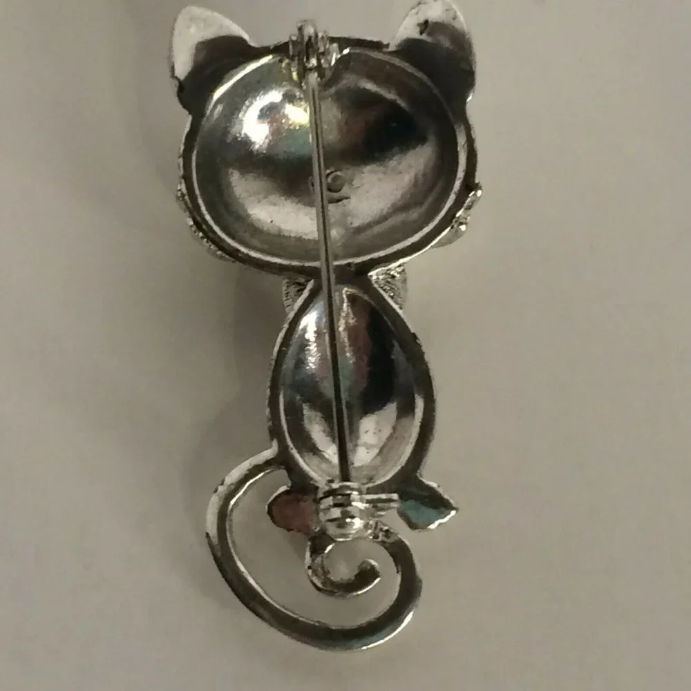 Liz Claiborne Mouse Pin Rhinestone Brooch Blue Eye Costume Jewelry Heart Nose - Picture 6 of 8